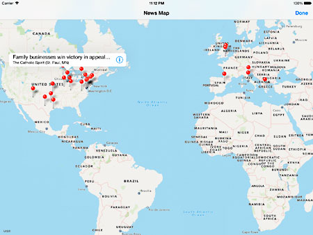 CNL Mobile App on iPad - News Map